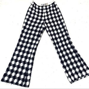 High Waist Houndstooth Flare Leg Pants xs